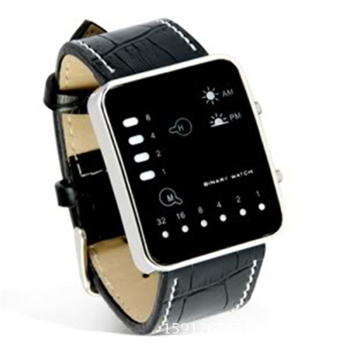Digitaluhr Herren Mode Sport Digital Binary LED Display Kunstleder Armband Armbanduhr Uhr Männer Relogio Sport uhr