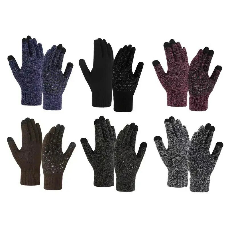 Nowe męskie damskie ciepłe rękawiczki zimowe z ekranem dotykowym plus polar rękawice zimne ciepłe wełniane rękawiczki z dzianiny do zimowych wędrówek narty terenowe