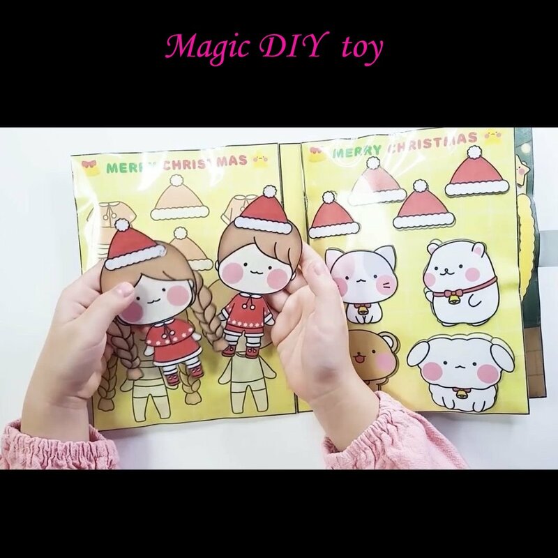 Decorazioni natalizie per bambini bambole di carta libri di gioco silenziosi materiali fatti a mano fai da te confezione decompressione pizzico musica