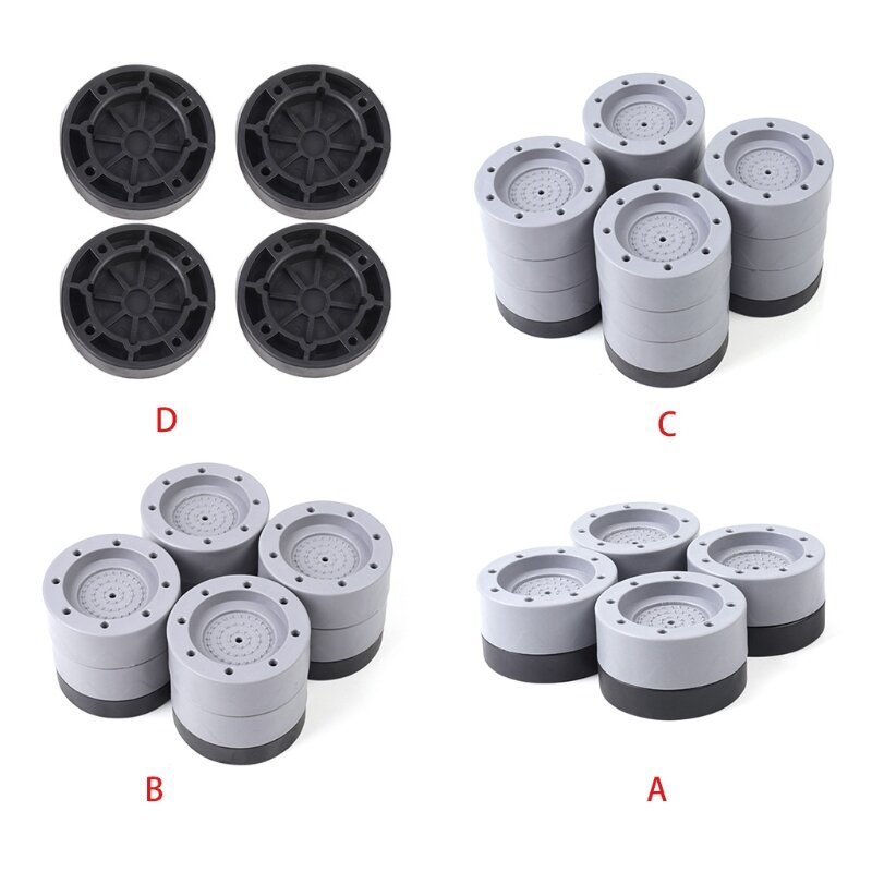 4pcs Shock and Noise Cancelling Washing Machine Support Anti Vibration Dryer Raise Height Feet Pads