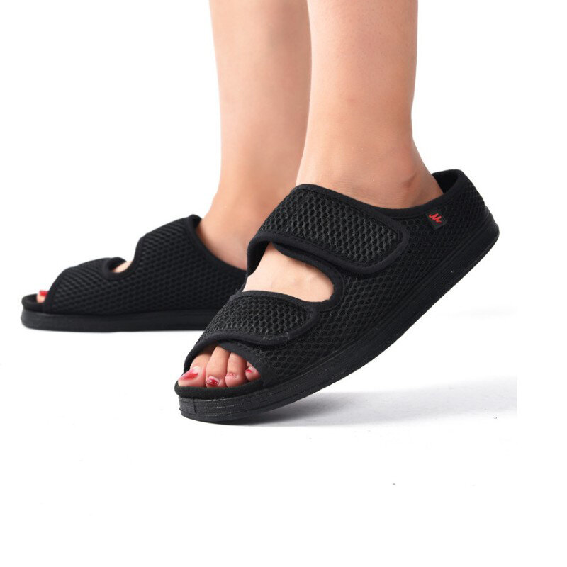 Летние удобные босоножки для диабетиков, обувь для большого пальца с увеличенной высотой, босоножки для среднего и пожилого возраста, пышные регулируемые Тапочки