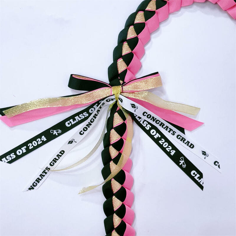 1/3/6/12/24Pcs Graduation Ribbon Lei Class of 2024 Graduation Braided Necklace Graduation Gift Party Accessories for Women Men