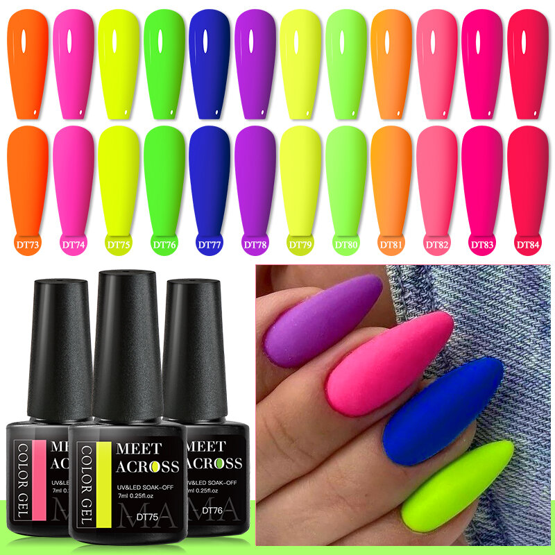 Ontmoet Meer dan 7Ml Fluorescerende Neon Gel Nagellak Sparky Semi-Permanent Weken Van Nail Art Uv Led Gel Lak Voor Manicure