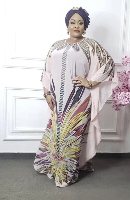 2023 Ethnic wish Digital Printed Middle Eastern Muslim Abaya African women's dress set 831#