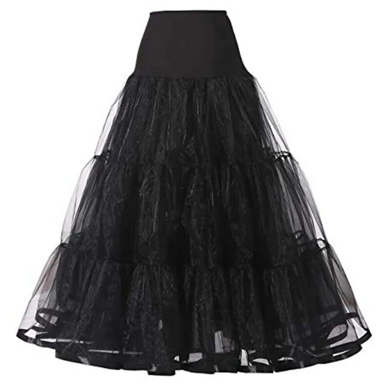 WOWBRIDAL Dài 95CM Petticoat Xù Lông Crinoline Vintage Cưới Cô Dâu Mặc Váy Tây Nam Không Rockabilly Tutu