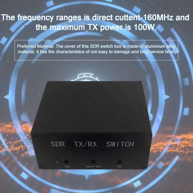 Kotak saklar TR peralatan sinyal praktis, 160Mhz 100W Aluminium portabel SDR transceiver Radio Switch antena Sharer
