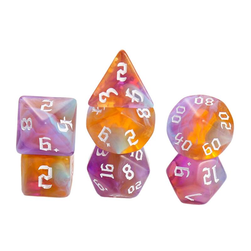 ลูกเต๋า D4-d20 7ชิ้นลูกเต๋าอะคริลิคของเล่นสำหรับงานปาร์ตี้ลูกเต๋าหลายด้านสำหรับเล่นเกมสวมบทบาท RPG การ์ดเกมสอนคณิตศาสตร์