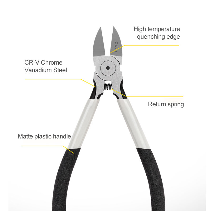 YLONDAO 5 6 Inch Cr-V Plastic Pliers Diagonal Pliers Mini Electronic Wire Stripping Tool Side Cutter Cable Nipper DIY Repair