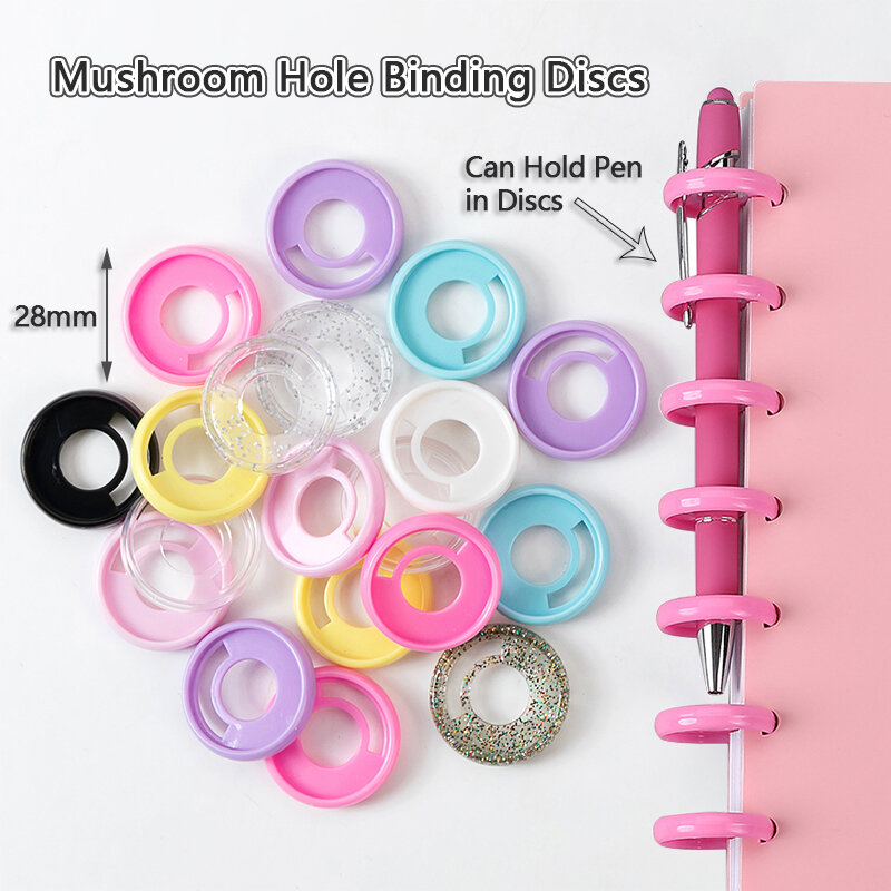 30pcs Color Transparent Binding Ring Mushroom Hole Loose-leaf Notebook Binding Button Book Loop Binder Binding Disc Ring Buckle
