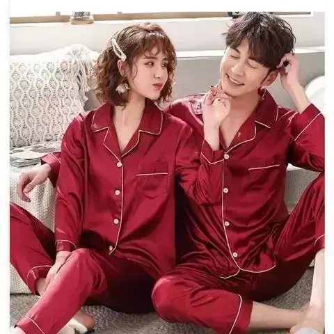 Ice Silk Satin coppie pigiama sottile nuove donne uomo due pezzi Plus Size Homewear Set Pijama Set donna Pijma Hombre