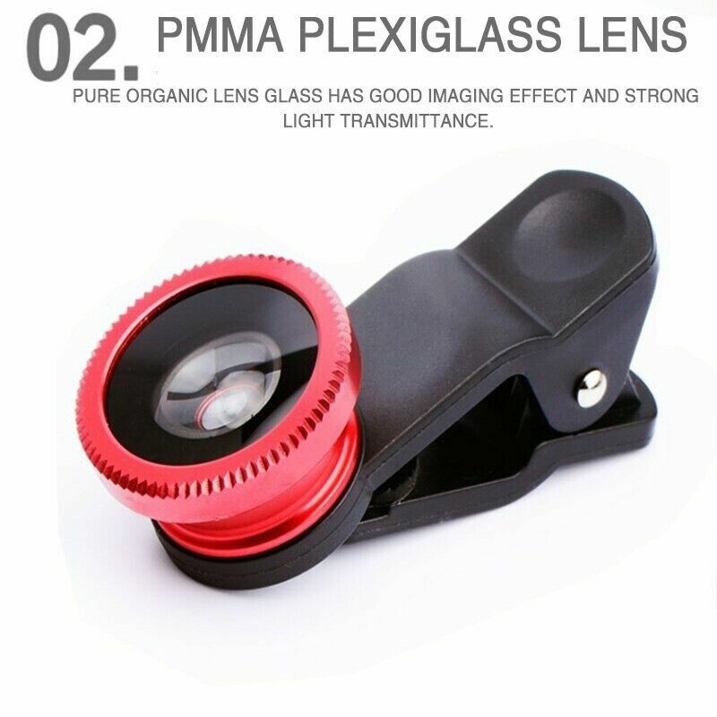 Fish Eye Lentes Macro Kits de Câmera com Clip, Fisheye Lente Do Telefone, 0.67X Grande Angular Zoom, Smartphone, 3in 1