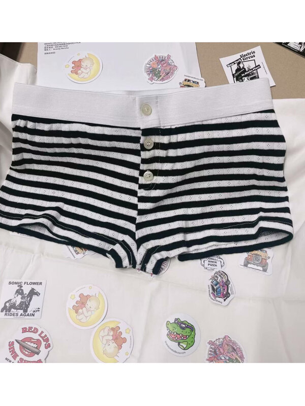 Lässige Frauen weiche Baumwolle Front knöpfe Shorts 2023 Sommer Vintage niedrige Taille weibliche schicke Hosen