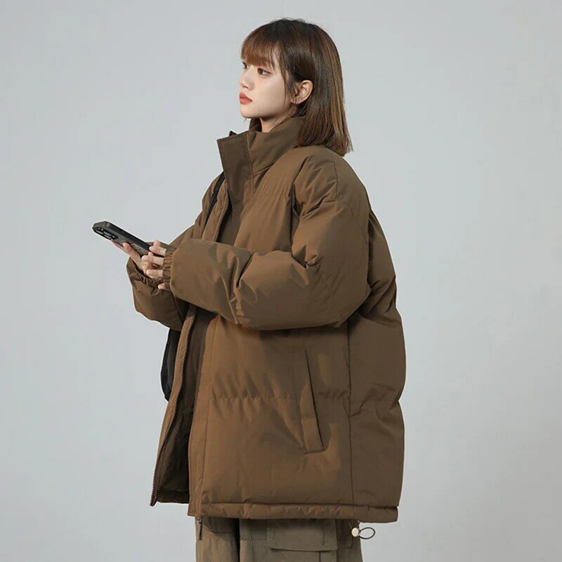Jaqueta feminina acolchoada em algodão, casaco curto, gola alta, jaqueta de pão grosso, roupa feminina, moda coreana, nova para outono e inverno