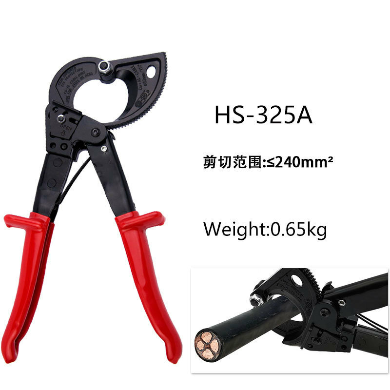 Gunting kabel HS-325, Tang Tangent tipe Ratchet, gunting kabel tembaga aluminium, tang kawat pemotong