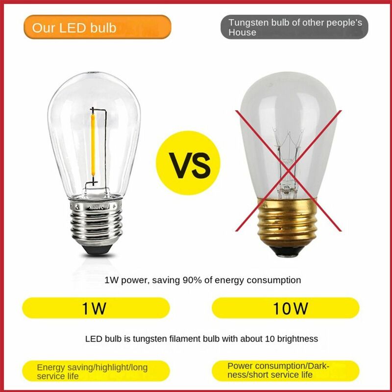 E27 S14 LED Vintage Bulb Edison Filament Light Bulbs Art Lights Dimmable 6W Degree Energy Lamps
