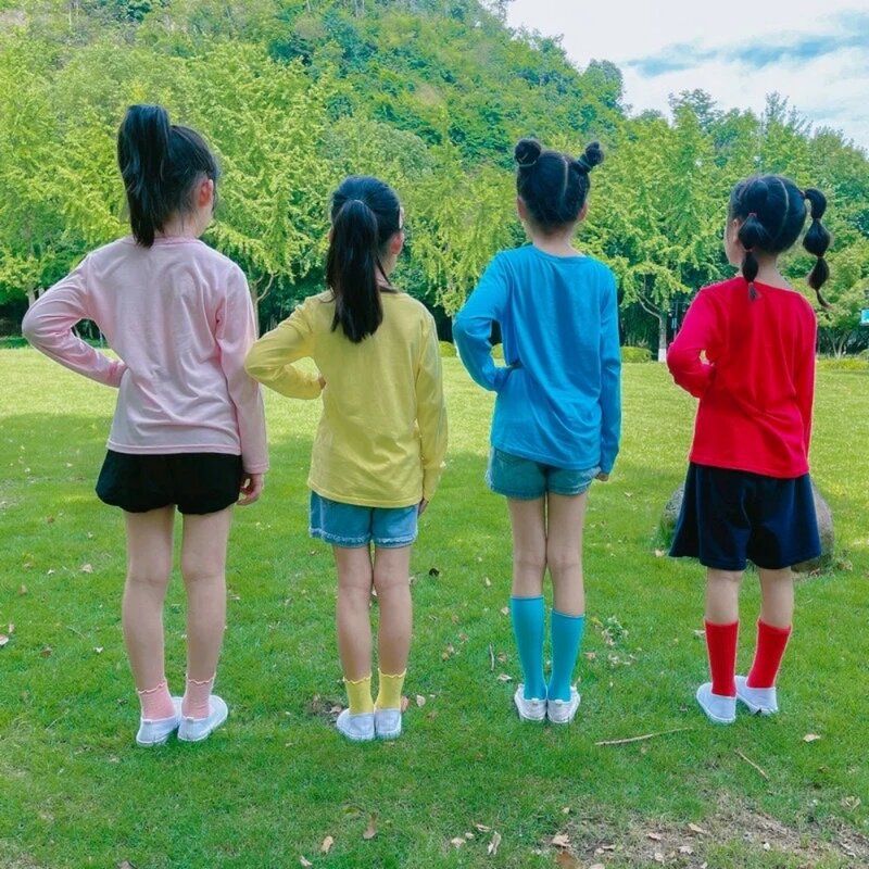 T-shirt de manga comprida de algodão para meninos e meninas, roupas de cor pura, 1 -15 anos, roupas infantis, primavera e outono