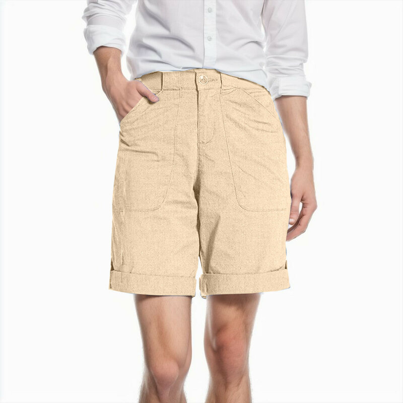Pantalones cortos de lino y algodón para mujer, Shorts holgados de cintura alta, informales, Estilo Vintage, trajes elegantes, 2024