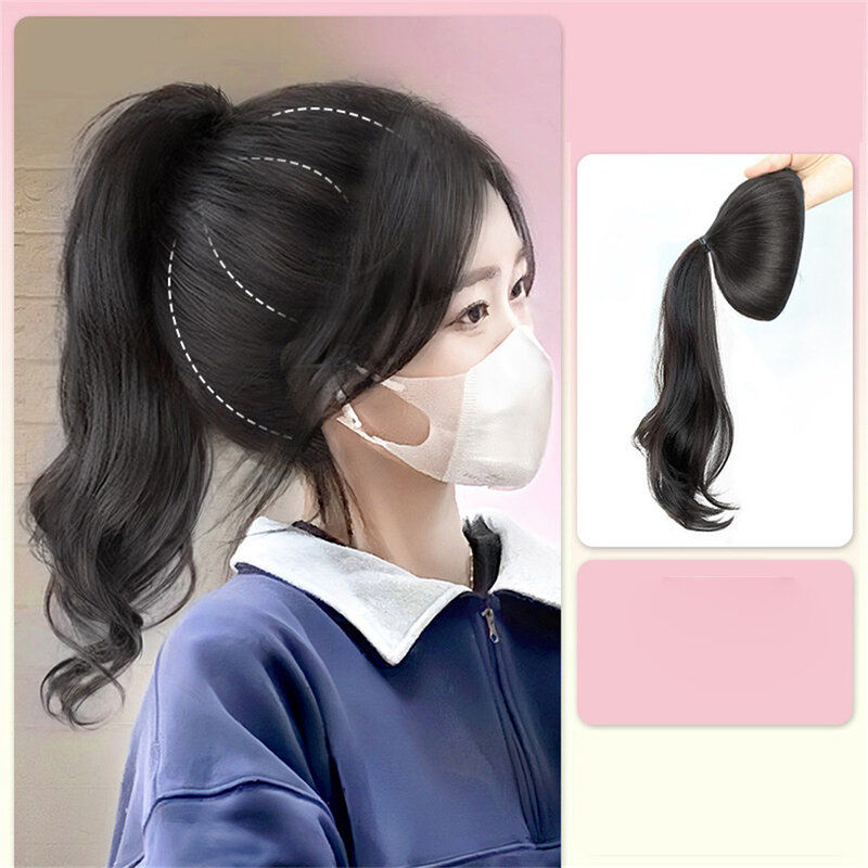 Trendy Curly Ponytail peruca para mulheres, perucas naturais, forma de cabeça perfeita, simulado Pomelo Peel, crescimento ultra leve do cabelo