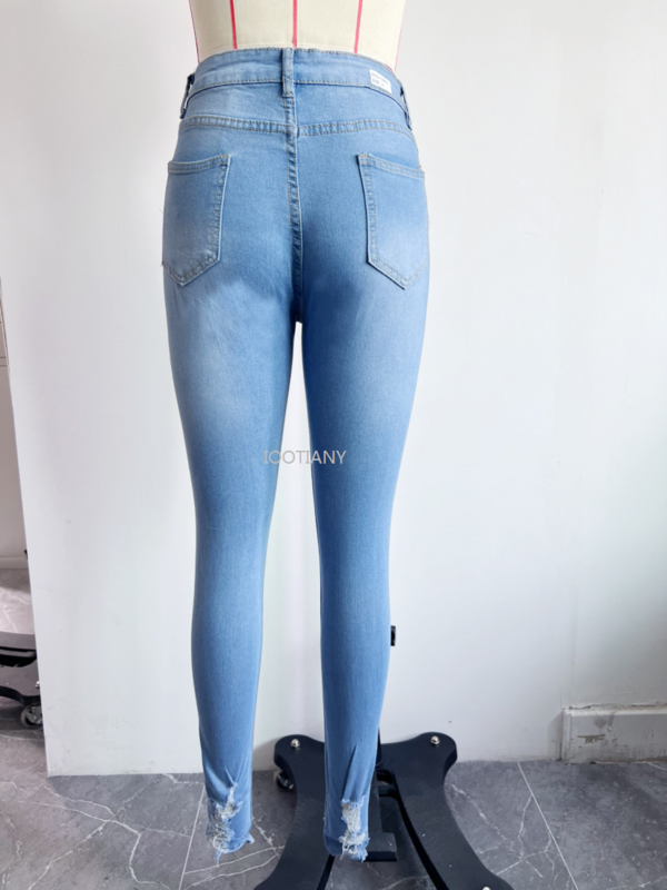 Рваные джинсы-карандаш, повседневные брюки до середины икры, с карманами, стрейч, модные дизайнерские штаны