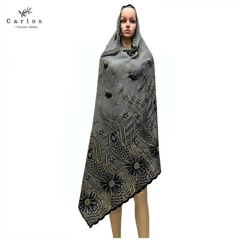 Turbante musulmán bordado para mujer, bufanda de algodón suave de Dubái, chales instantáneos de oración islámica, pañuelo para la cabeza a la moda, Sc-34, novedad de 2022