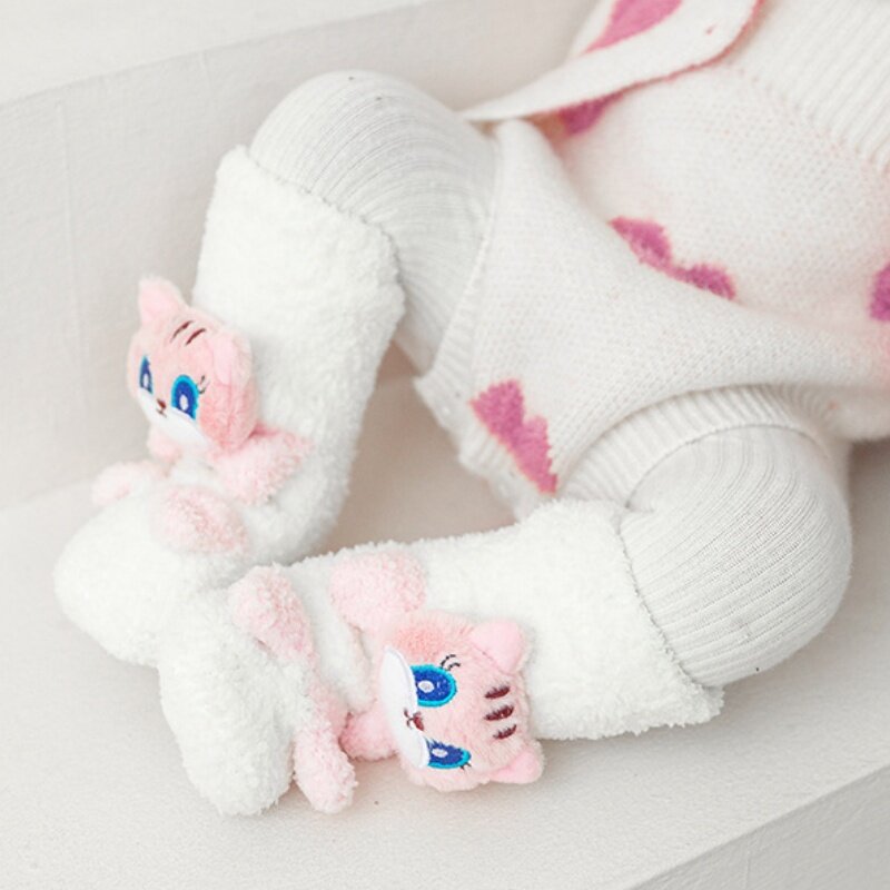 Новые детские носки, теплые разноцветные длинные зимние мягкие носки, нескользящие носки для дома