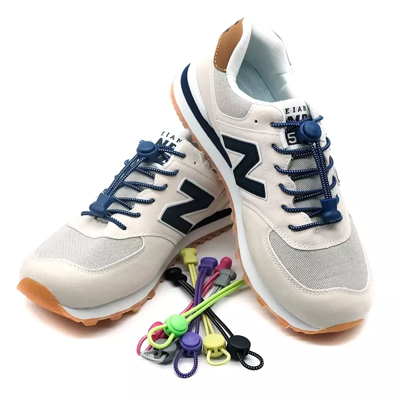 1 Paar Schnürsenkel ohne Krawatte Gummi runde Feder schloss elastische Sneaker Schnürsenkel Schnürsenkel Zubehör geeignet für Kinder Erwachsene faul