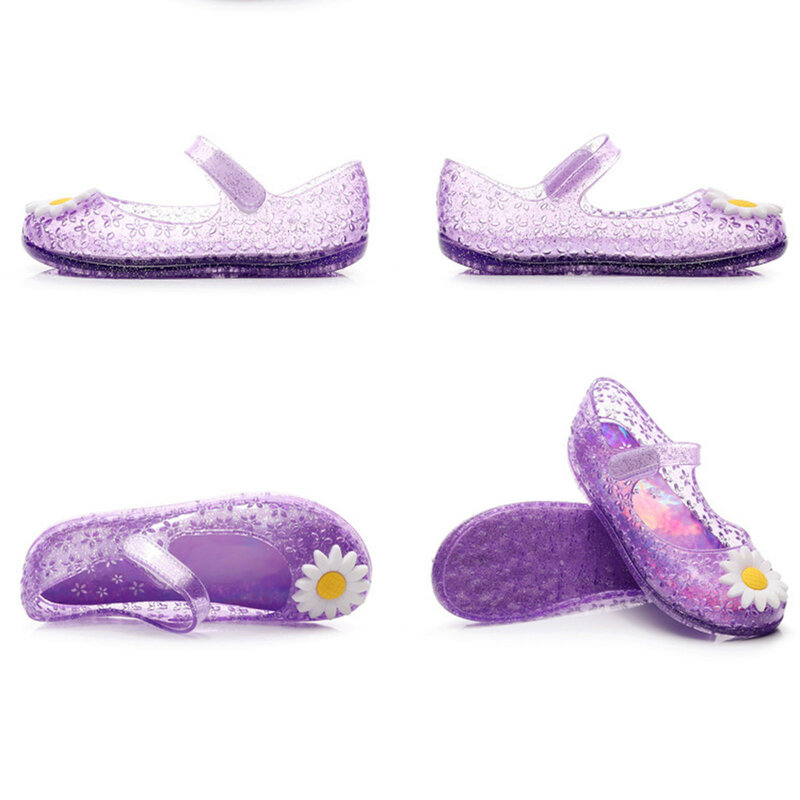 Zapatos de gelatina para niños, sandalias de princesa, flores dulces, zapatos huecos transpirables para bebés, zapatillas para niños pequeños, 2024