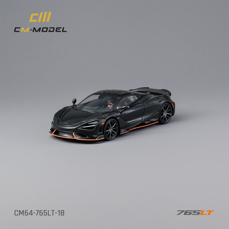 Cm auf Lager 1:64 765lt Voll carbon Orange Streifen Ersatz rad Druckguss Diorama Auto Modell Sammlung Miniatur Carros Spielzeug