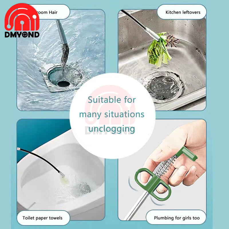 2m 0.9m 0.6m Spring Pipe Dredging Tools Drain Snake Drain Cleaner Sticks Clog Remover Cleaning Tools Household for Kitchen Sink
