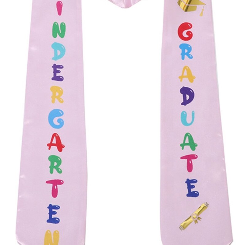 Kindergarten Congrats Grad Sash Stole Graduation Decors Colorful Words