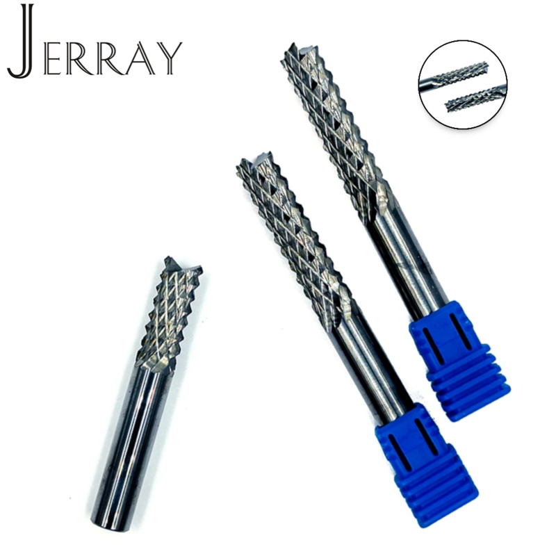 JERRAY Diam4 6 8mm PCB 라우터 비트, CNC 밀링 커터 스파이럴 카바이드 엔드 밀 조각 비트 엔드 밀, PCB MDF 콘 엔드 밀용