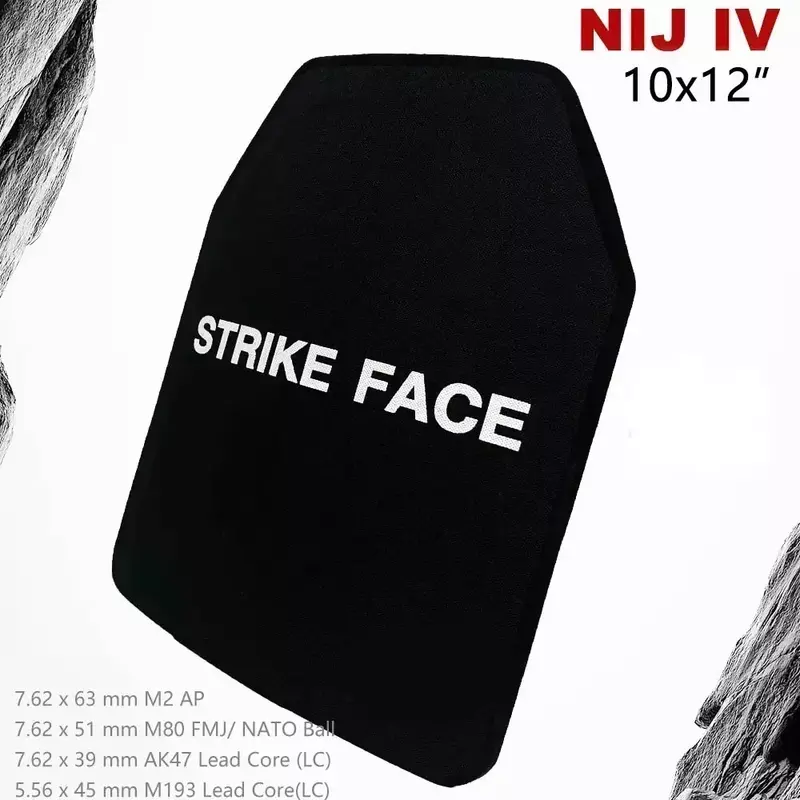 NIJ IV placas a prueba de balas, chaleco de inserción de tablero, armadura de mochila, UHMWPE, almohadilla de escudo balístico de cerámica de alúmina, 10x12 contra M2AP M80