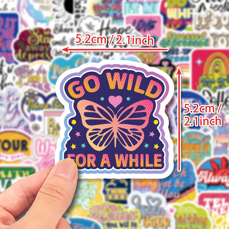 10/30/50/100pcs Inspirational English Text Cartoon Stickers Waterproof Graffiti Sticker Decals for Phone Case Notebook Suitcase
