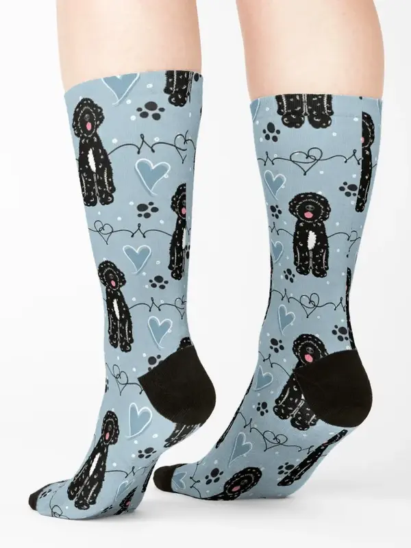Love Black White Portuguese Water Dog Socks golf crazy christmass gift Girl'S Socks Men's