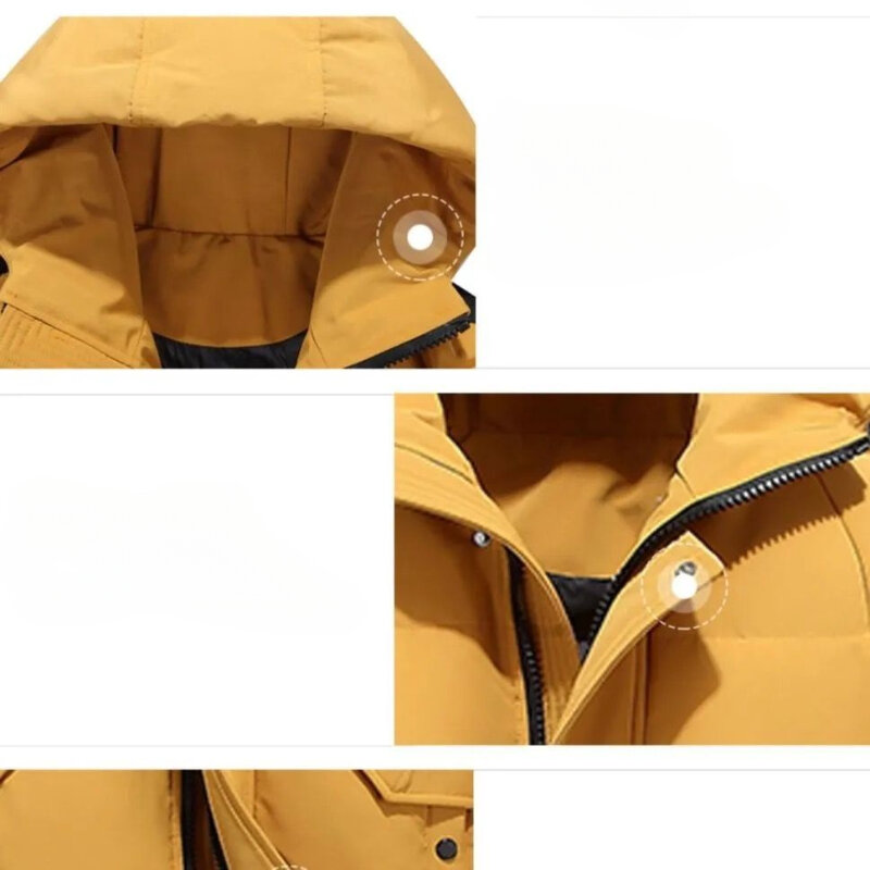 Abrigo de plumón con capucha para hombre, parka gruesa de longitud media con diseño de moda para clima frío, color blanco, novedad de invierno, 2023