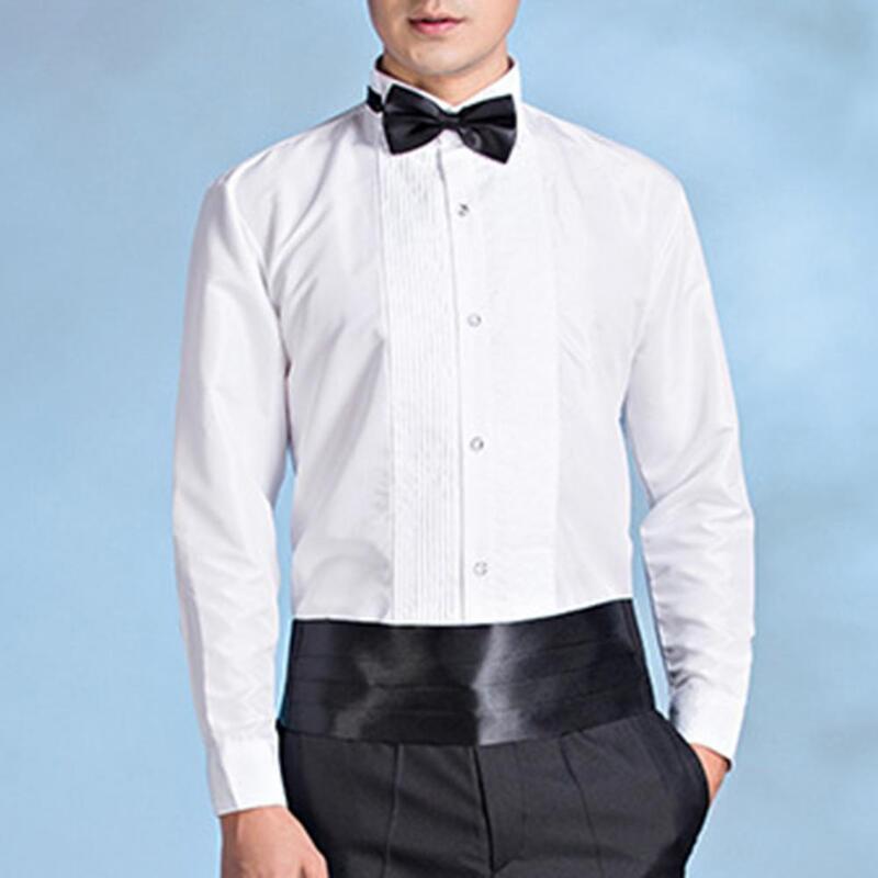 Stand Collar Men Shirt Elegant Men's Winged Collar Business Shirt for Formal Office Wedding Party Long Sleeve for Bridegroom