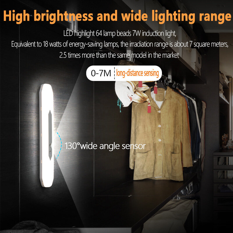 Xiaomi-Lampe de Nuit LED avec Capteur de Mouvement, Rechargeable par USB, avec Batterie de 2600mAh, Intensité Réglable, pour Chambre à Coucher