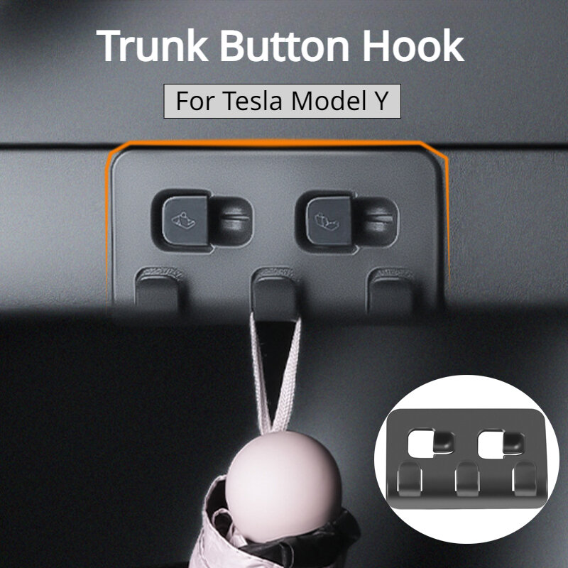 Задняя флейта для модели Tesla, Y-образная кнопка для багажника, подвесное хранилище, неразрушительная установка, аксессуары для салона автомобиля 2020-2023
