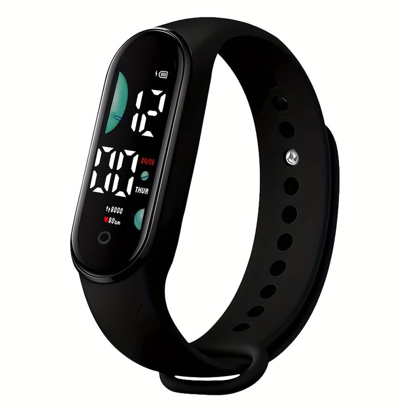 LED Digital Waterproof Sports Watch with Silicone Strap, Running Light, 24-hour Calendar, Suitable for Daily Wear, St, 1Pc