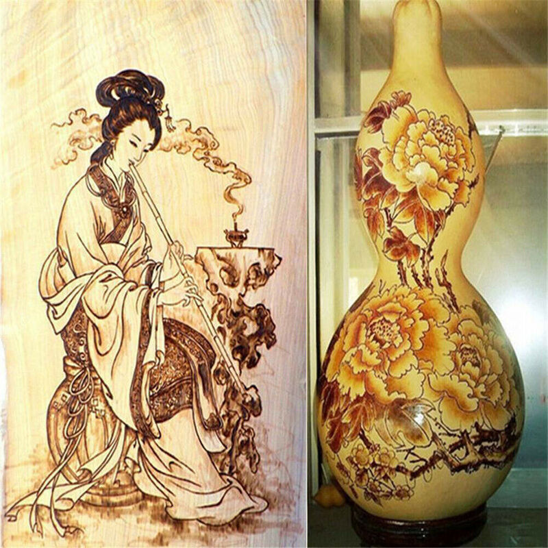 ไม้ปรับอุณหภูมิจอแสดงผล Pyrography ปากกาคู่ Burning เครื่อง Gourd ไม้หัตถกรรมชุดกล่องเครื่องมือเครื่องเชื่อมเหล็ก