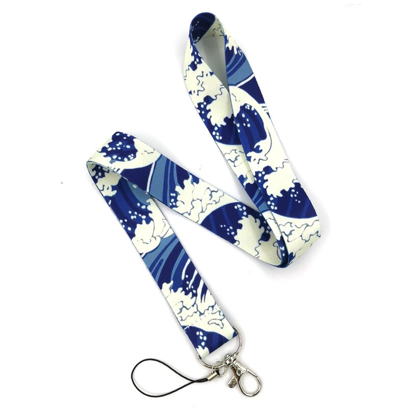 Vintage Kanagawa Hokusai Wave Lanyard Badge ID Mobile Phone Rope Key Lanyard Neck Straps Accessories webbings ribbons