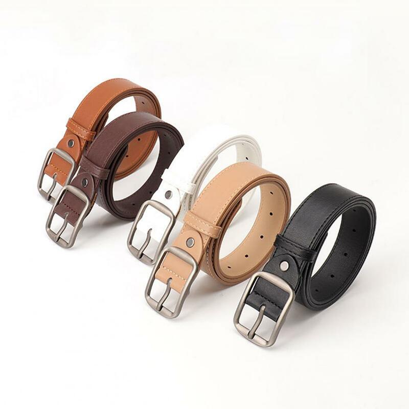Cinturón ajustable de cuero de imitación para mujer, cinturón con diseño de múltiples agujeros, hebilla de Metal, pretina informal para disfraz, Unisex, elegante