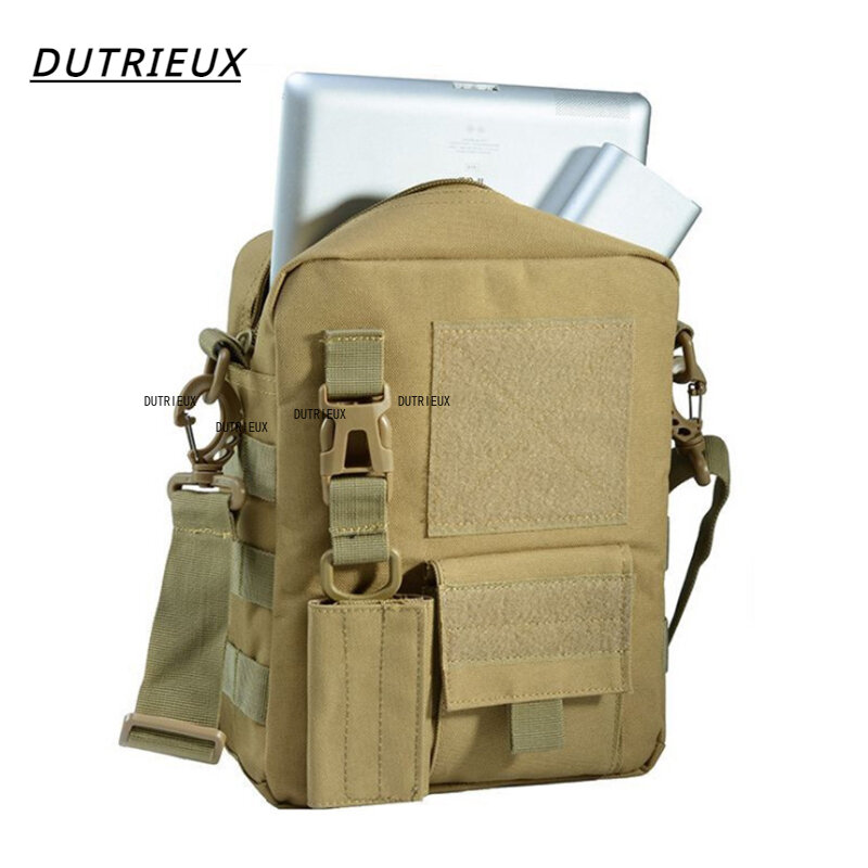DUTRIEUX tas selempang taktis militer tas bahu kurir luar ruangan pria tas selempang tahan air Oxford nyaman dan ringan BL086
