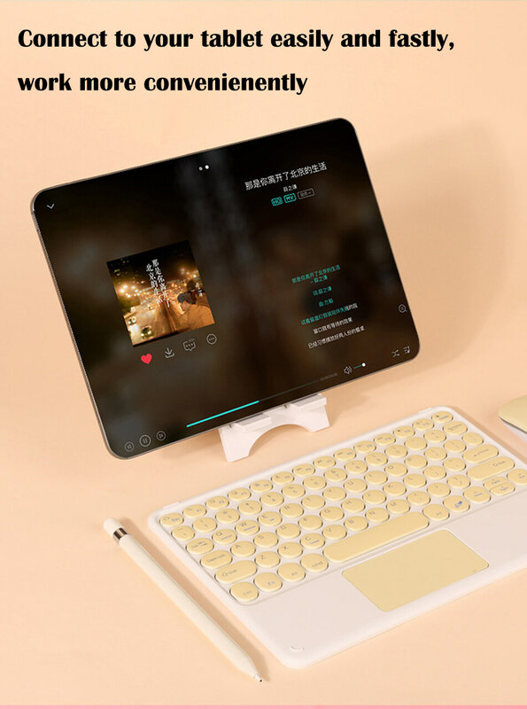 Keyboard Bluetooth Nirkabel untuk iPad Samsung Xiaomi Lenovo Huawei 9.7 Hingga 11 "Keyboard Touchpad Tablet