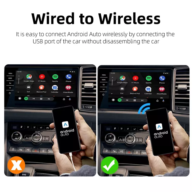 2024 Mini Android Auto Wireless Adapter Smart AI Box Car OEM Wired Android Auto To Wireless USB Dongle for SamSung XiaoMi