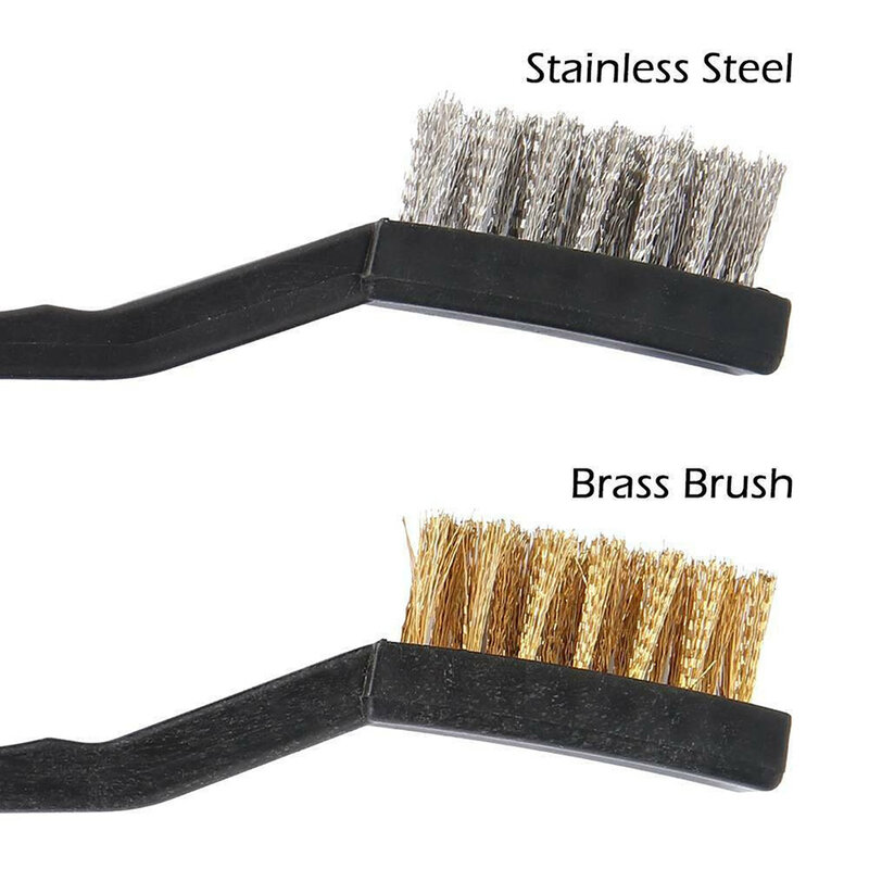 12pcs Small Wire Brush Set Stainless Steel Wire Brush Cleaning Polishing DIY Wires Copper Paint Rust-Remover Tool For Metal Kit
