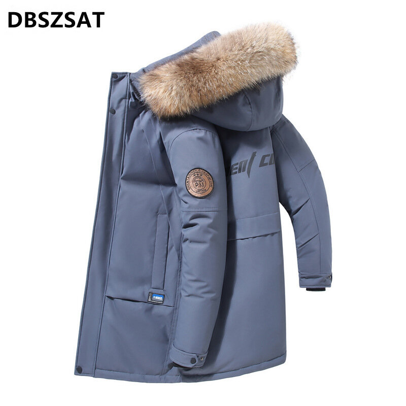 2022メンズロングダウンジャケットメンズファッション新スタイル若いフグジャケット厚み屋外暖かい防風冬ホワイトダックダウンコート