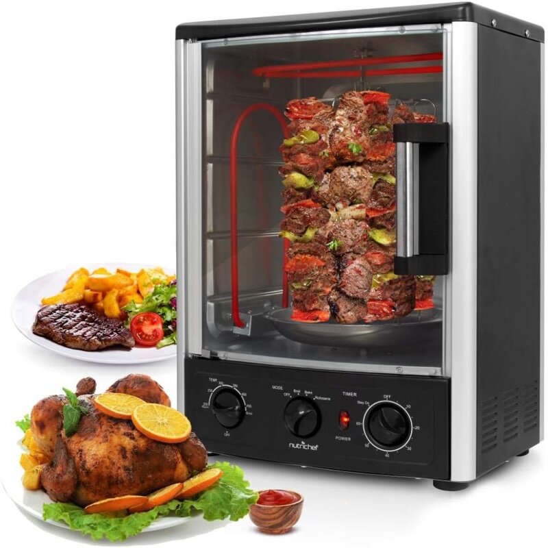 Oven rotisseris multifungsi yang ditingkatkan-Oven meja vertikal dengan panggang, Thanksgiving Turki, rak Kebab panggang Broil