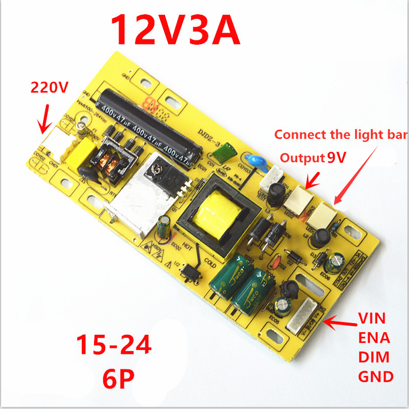 YYT-Placa de alimentación de TV LCD LED de tamaño pequeño, 12V, 3a, 17, 19 de ancho, 22, 24 pulgadas, placa de alimentación universal integrada