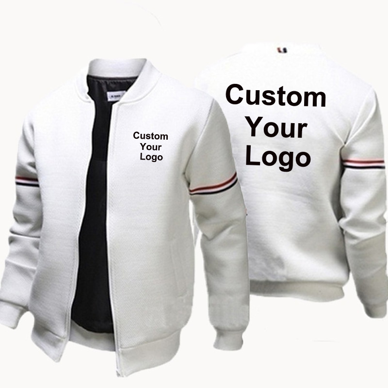 Hohe Qualität Mode Gewohnheit Ihre Logo Langarm Jacke für Männer Zipper Strickjacke Sweatshirt Jacke Lässig männer Standard Jacke